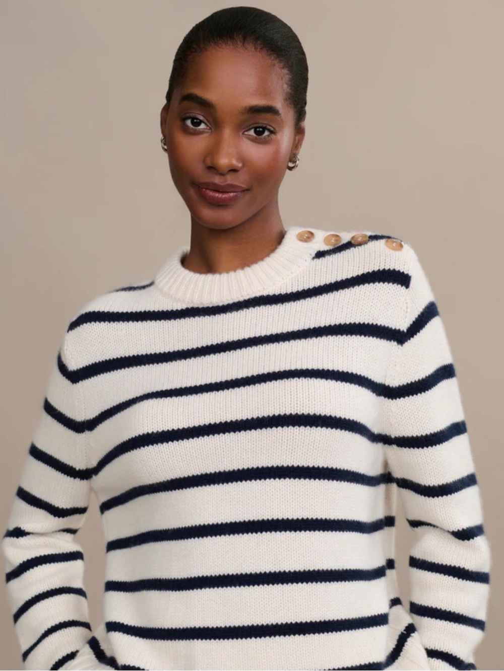 NWT! Jenni Kayne - 100% Cashmere Grace Crewneck - Navy Stripe - Size Medium